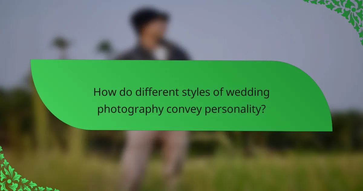 How do different styles of wedding photography convey personality?