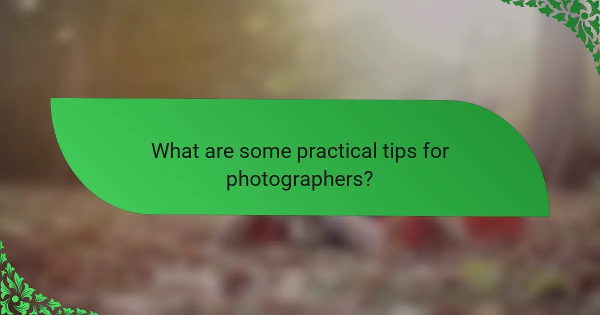 What are some practical tips for photographers?