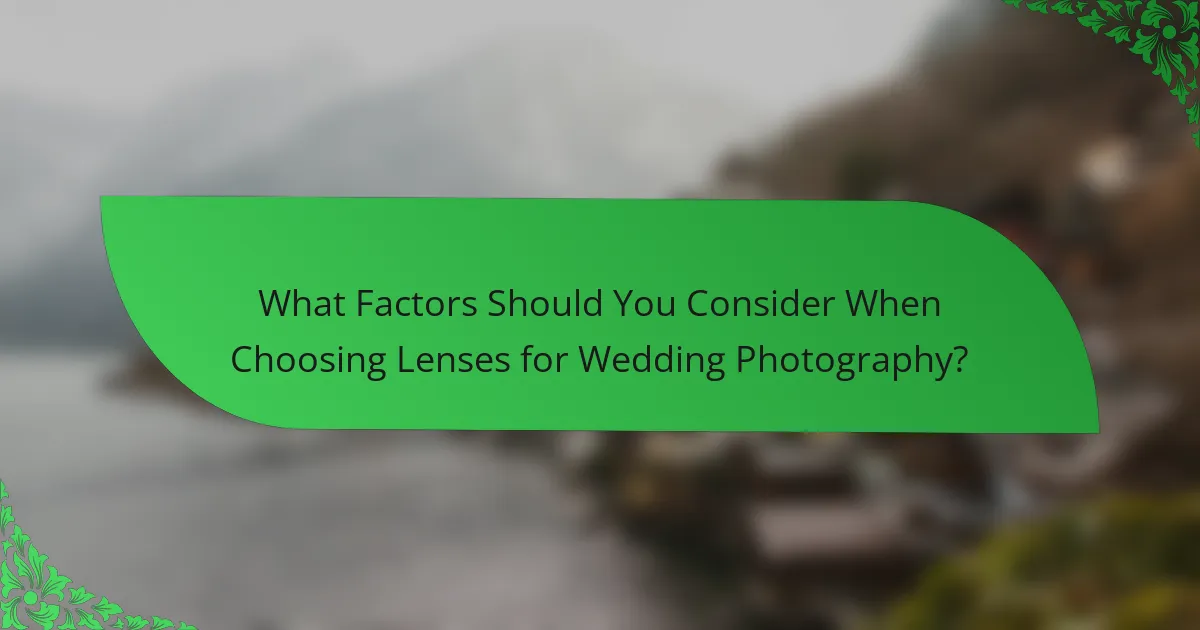 What Factors Should You Consider When Choosing Lenses for Wedding Photography?