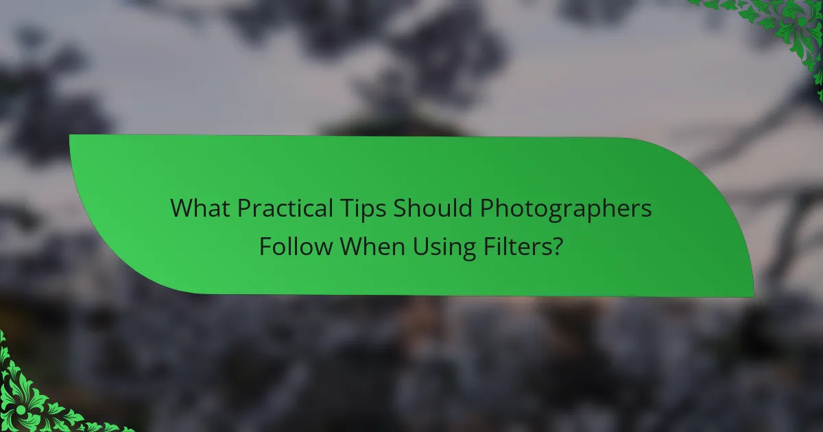 What Practical Tips Should Photographers Follow When Using Filters?